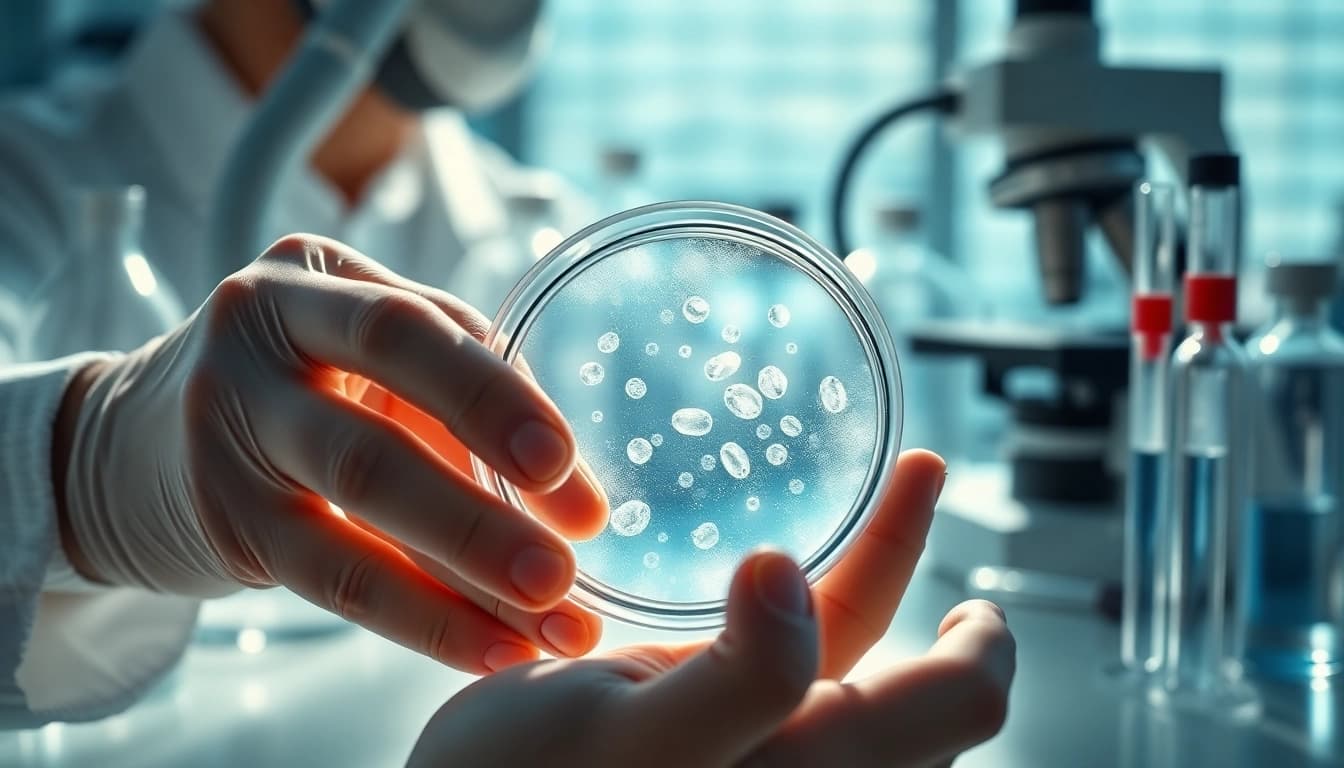 Lipo c peptide examination by a scientist in a professional lab environment.