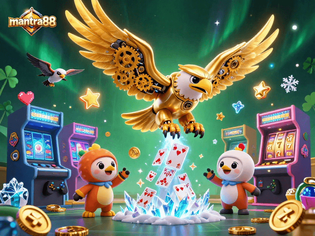 Join the excitement at mantra88 with a golden eagle and thrilling casino elements.