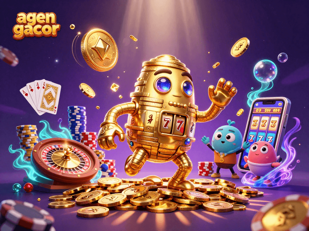 Spin and win with agen gacor's golden golem amidst dazzling casino riches.