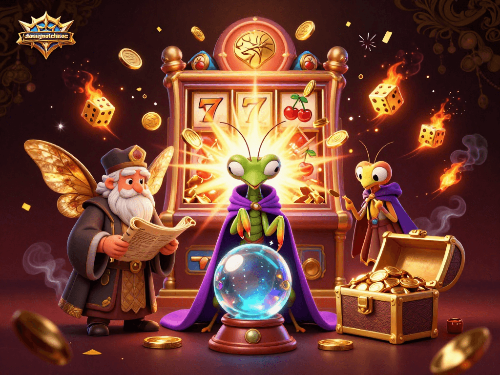 Experience duongmatchuoc2 with a lively scene featuring a mystical fortune teller and vibrant casino elements.