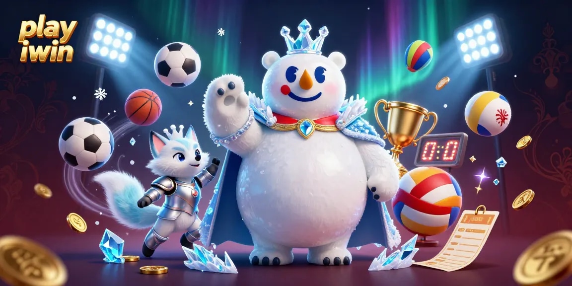 Engage with action as you play iwin, featuring the ice king polar bear and snow fox in a vibrant casino world.