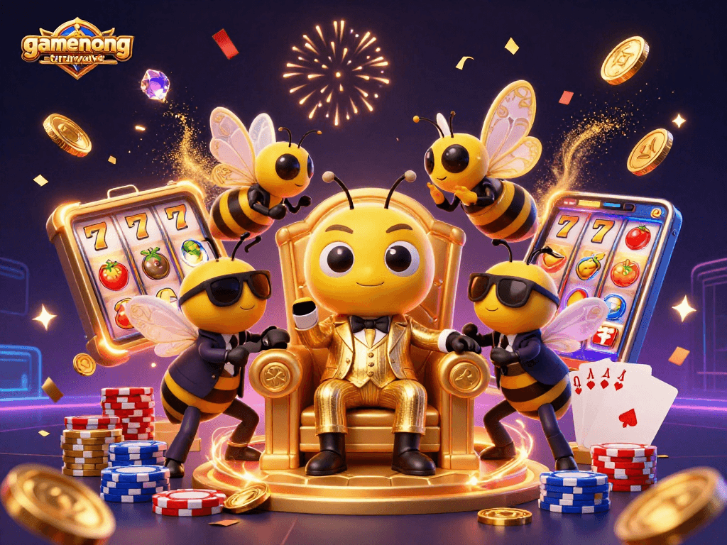 Experience gamenongtraivuive with a vibrant 3D illustration showcasing thrilling slot games and lively characters.