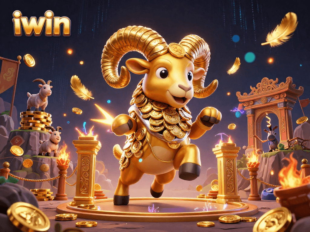 Engage in thrilling gameplay with the iwin golden ram charging toward victory in a vibrant casino scene.
