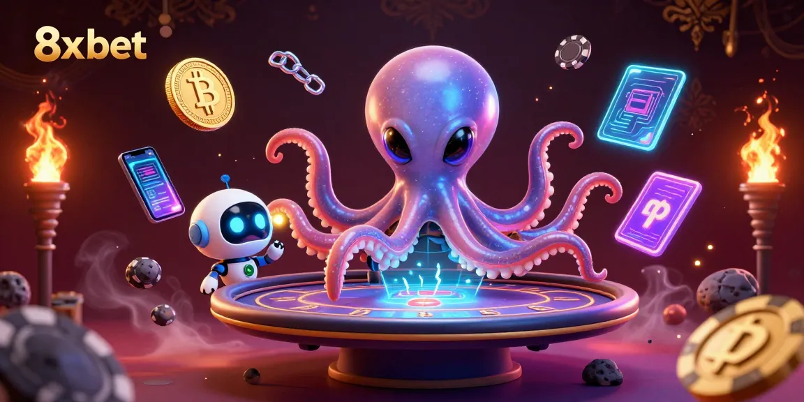 Play with 8x bet and win exciting prizes at the alien octopus' holographic poker table.