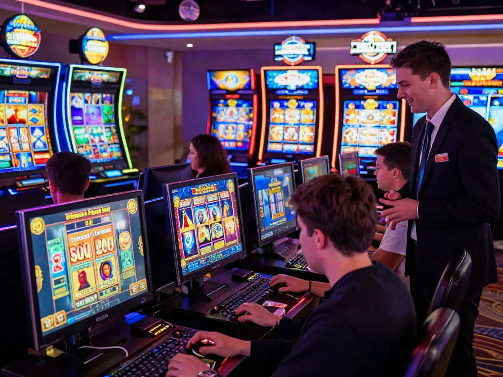 Exciting players enjoying slot gacor games in a vibrant online casino atmosphere.