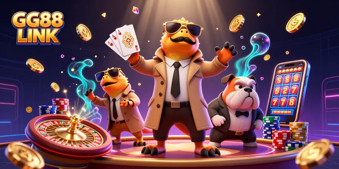 Engage with GG88 LINK's vibrant casino experience featuring animated characters and dazzling game elements.