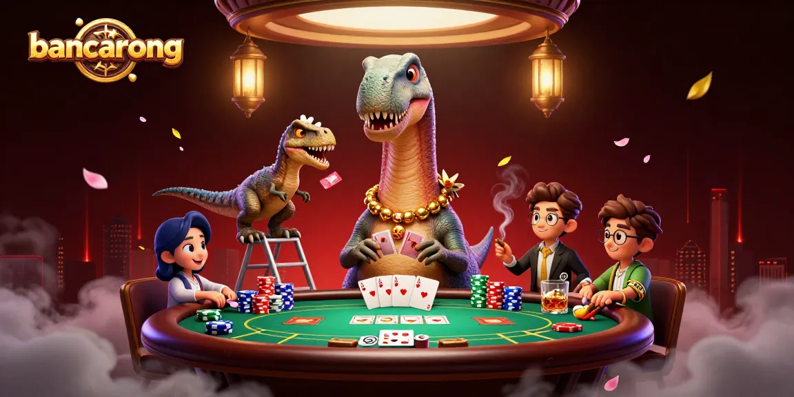 Experience a thrilling poker game featuring bancarong, with vibrant chips and a unique dinosaur twist.