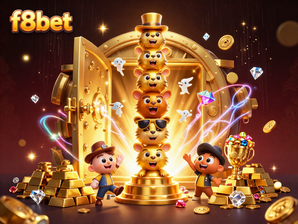 Experience winning strategies at f8bet with a lively 3D casino scene full of treasures.