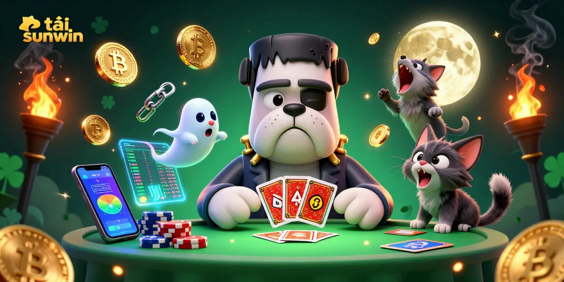 Play and win at tải sunwin with this vibrant 3D casino illustration, featuring unique cartoon characters.