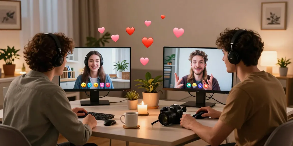Engaging sex chat interaction between animated avatars in a digital space with cozy decor.