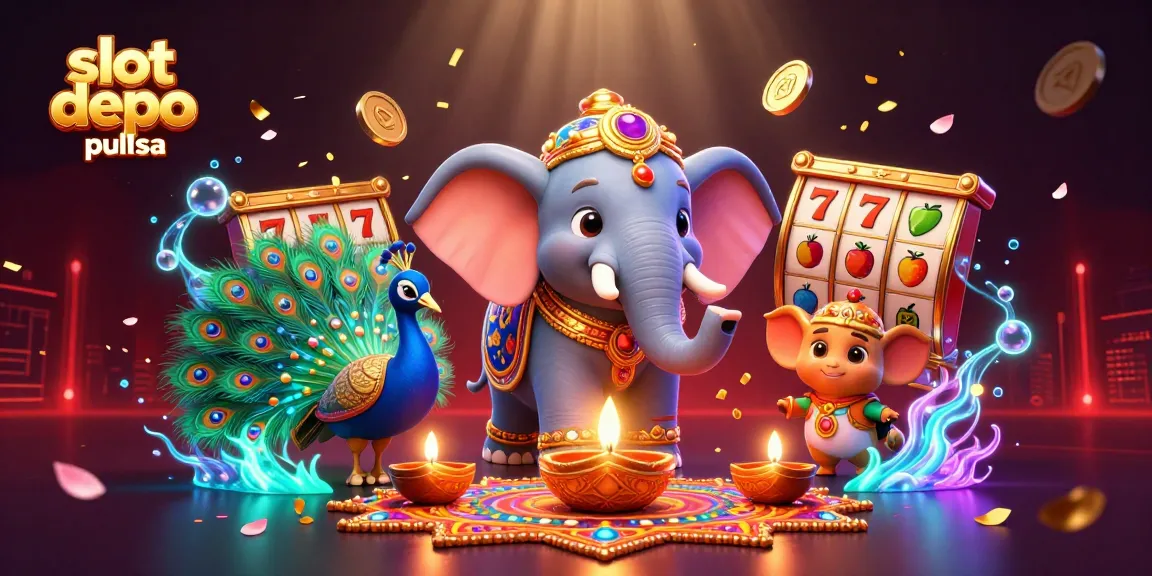 Engage in slot depo pulsa gaming with vibrant visuals of 3D characters and dynamic casino elements.