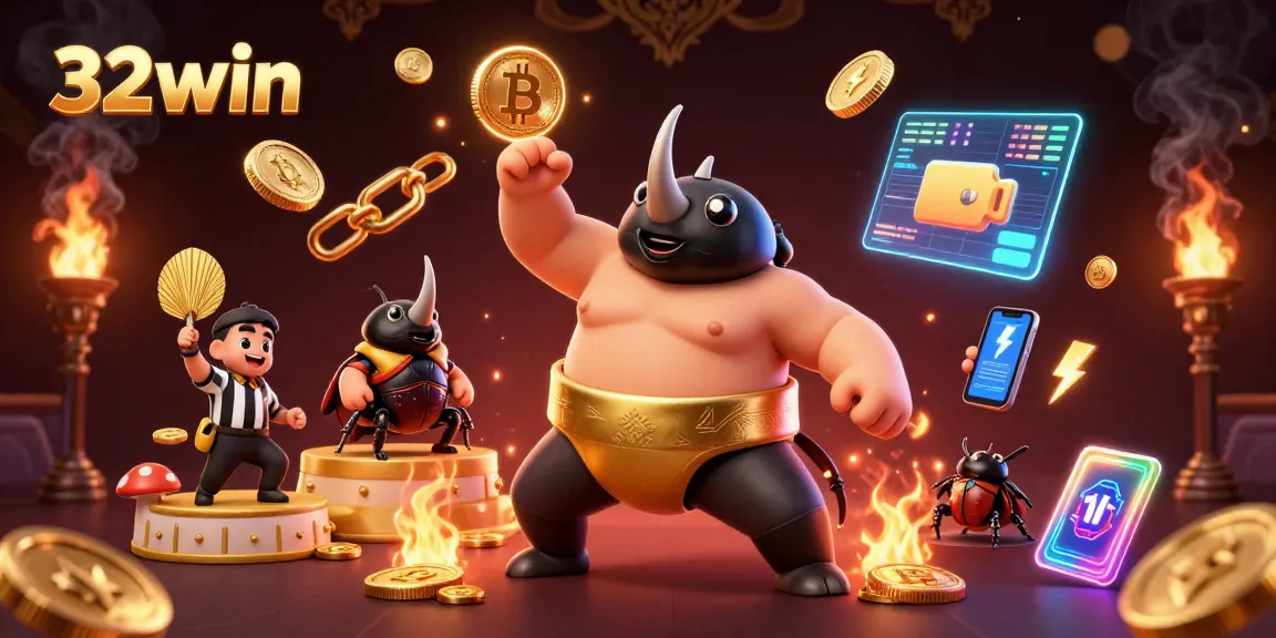 Experience the excitement of 32win as the sumo champion beetle stomps, showering coins!