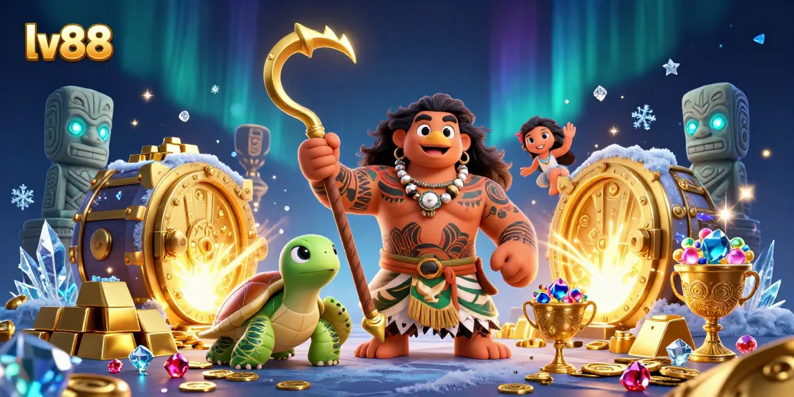 Win big at lv88 with vibrant 3D casino illustrations showcasing rich treasures and entertainment.