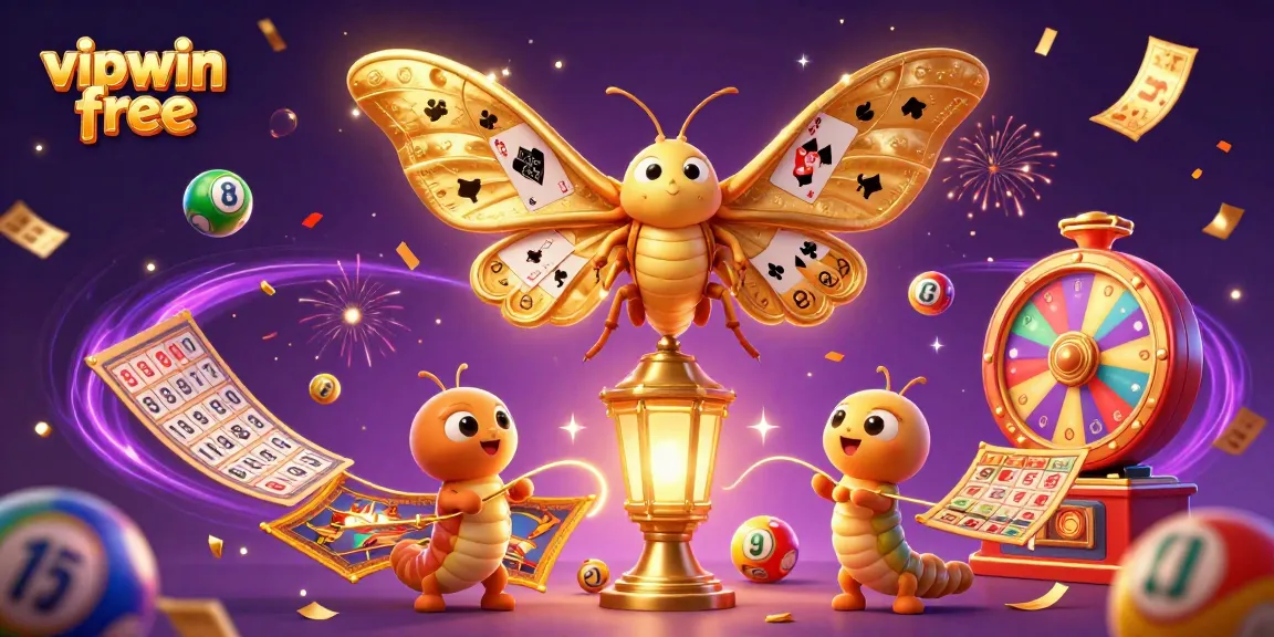 Experience the thrill of gaming and excitement with vipwin free's vibrant 3D illustration featuring a majestic moth and casino elements.