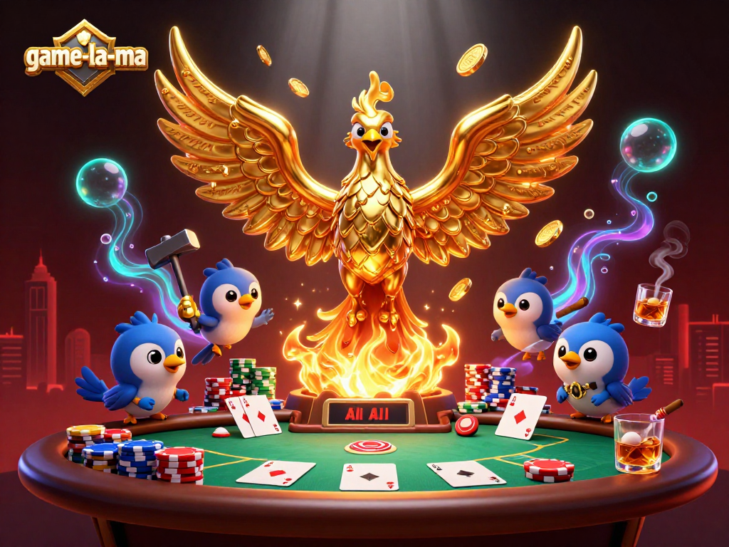 Spin the excitement with game-la-ma's molten metal phoenix and vibrant casino elements.