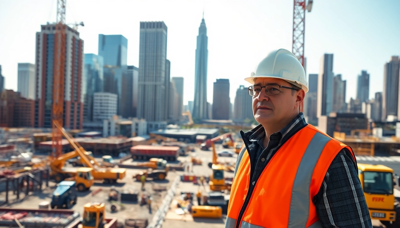 New York Construction Manager supervising a construction site, ensuring project efficiency and safety.
