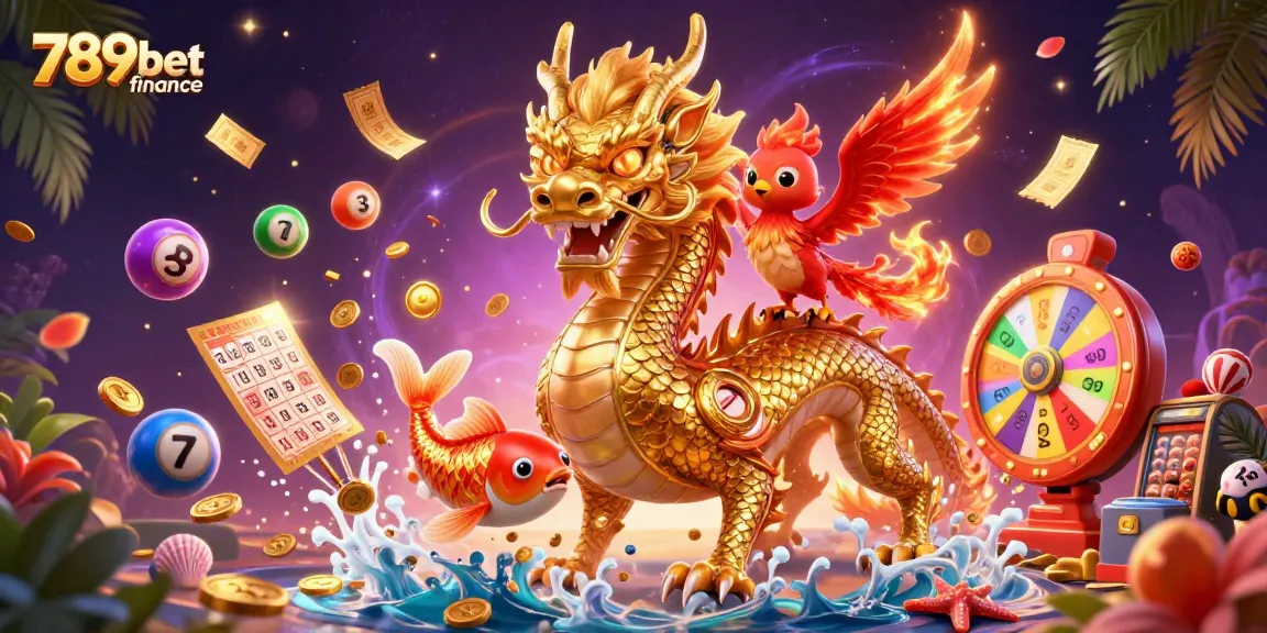 Engage with vibrant gaming action at 789bet finance, featuring a fierce dragon, phoenix, and koi fish amidst a whirlwind of dynamic game elements.