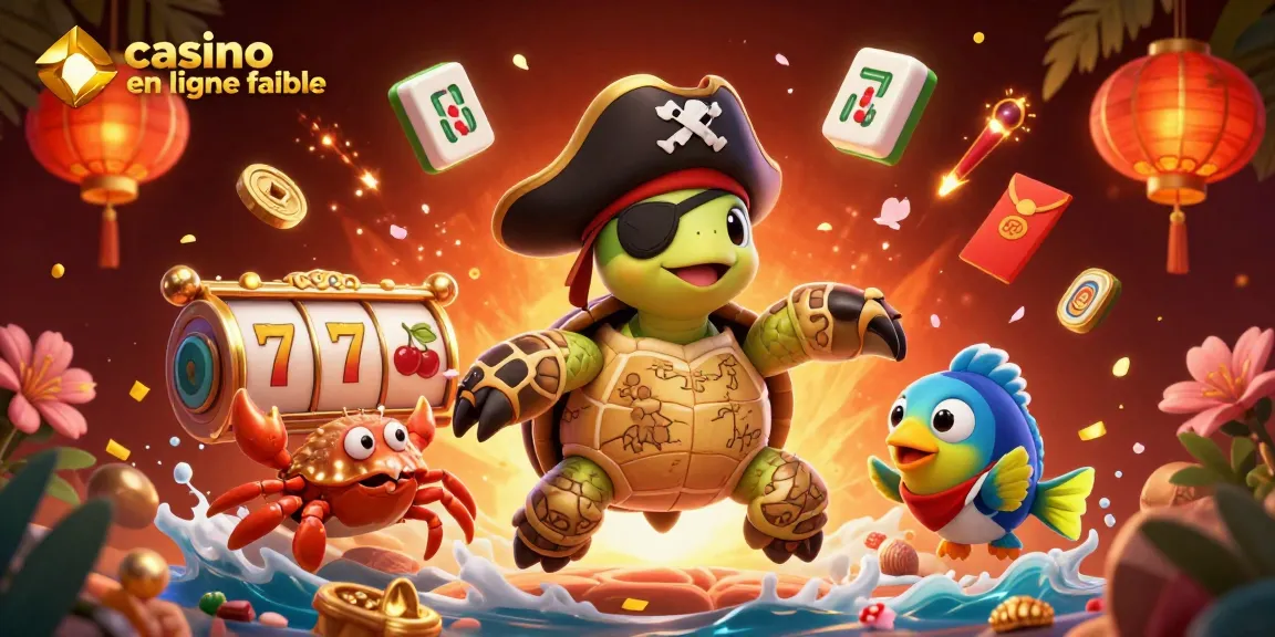 Visitez un casino en ligne fiable avec une illustration captivante de personnages marins et éléments de jeu.