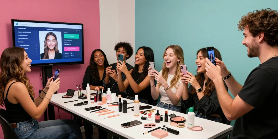 Participants enjoying an attractive test experience while engaging with beauty scores and selfies.