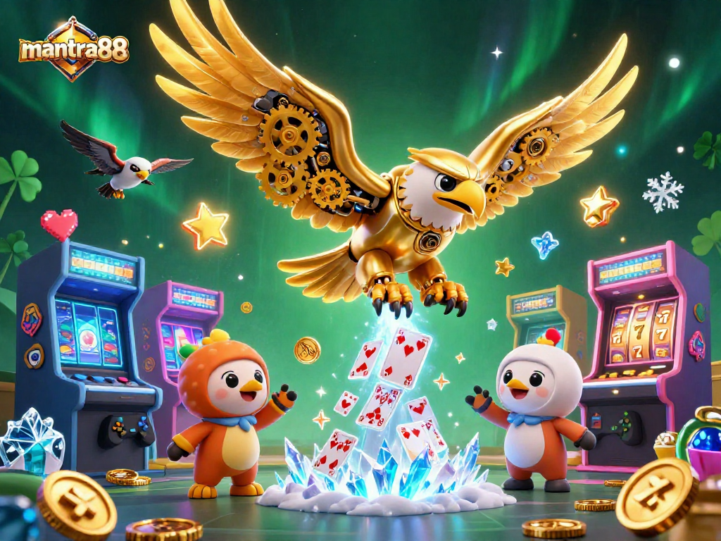 Join the excitement at mantra88 with a golden eagle and thrilling casino elements.