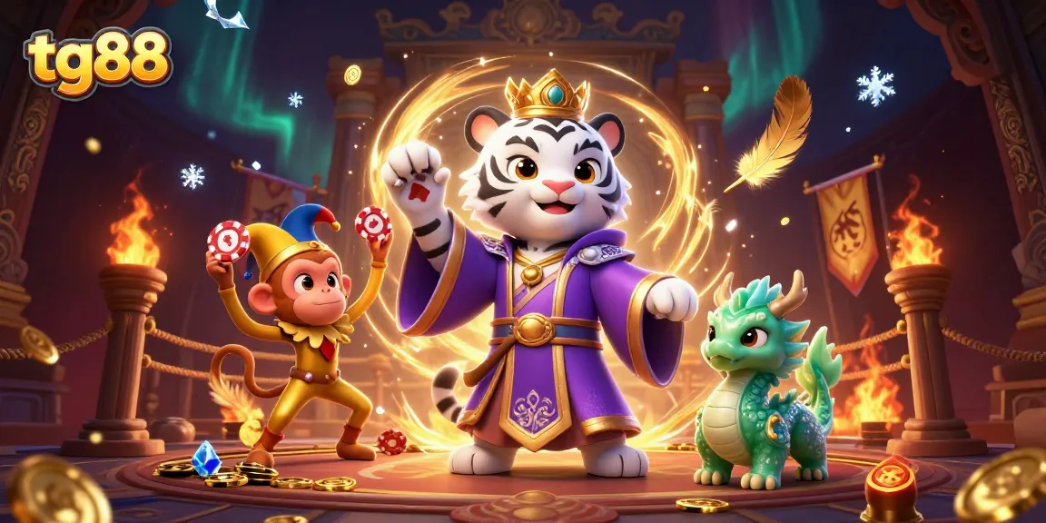 Experience the thrilling world of tg88 with a vibrant illustration showcasing casino elements and characters.