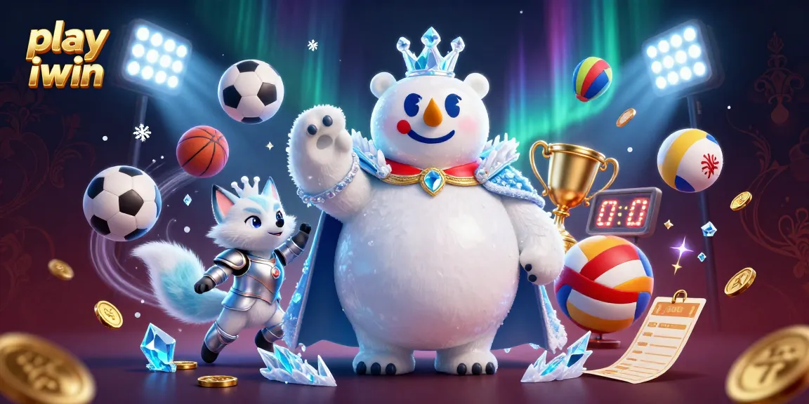 Engage with action as you play iwin, featuring the ice king polar bear and snow fox in a vibrant casino world.