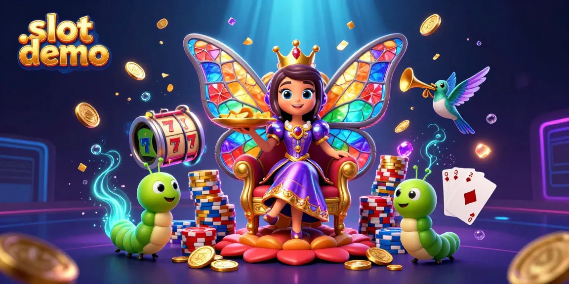 Engage with the colorful slot demo featuring cascading coins and animated game reels to win big!