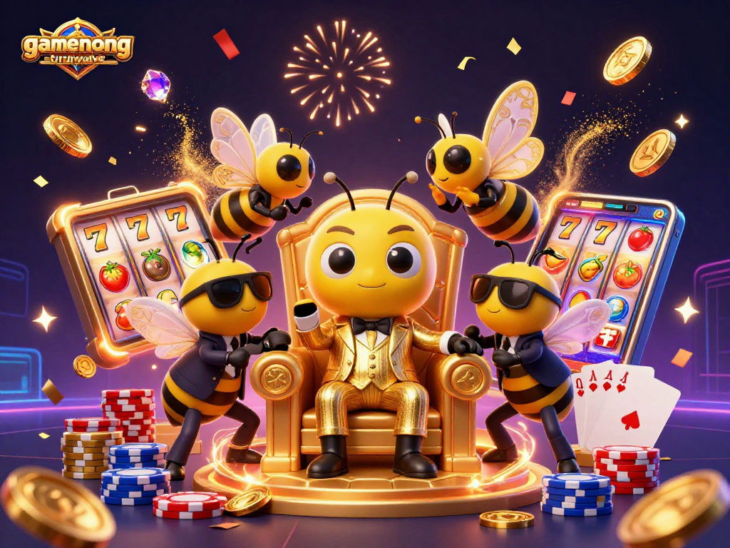 Experience gamenongtraivuive with a vibrant 3D illustration showcasing thrilling slot games and lively characters.