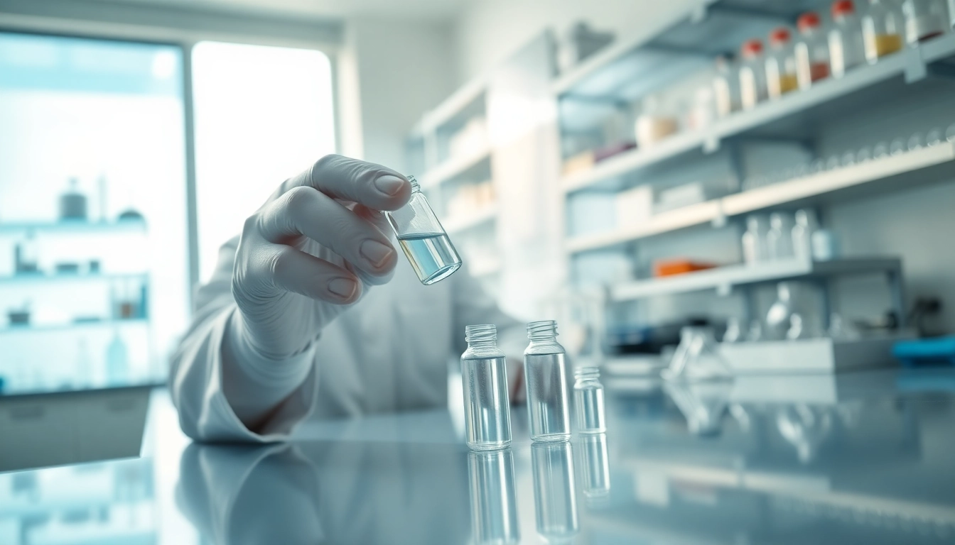 Scientist analyzing research compounds in a high-tech laboratory, showcasing precision and curiosity.