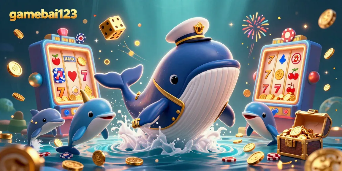 Experience gamebai123 excitement with playful characters in a dynamic casino scene filled with coins and games.