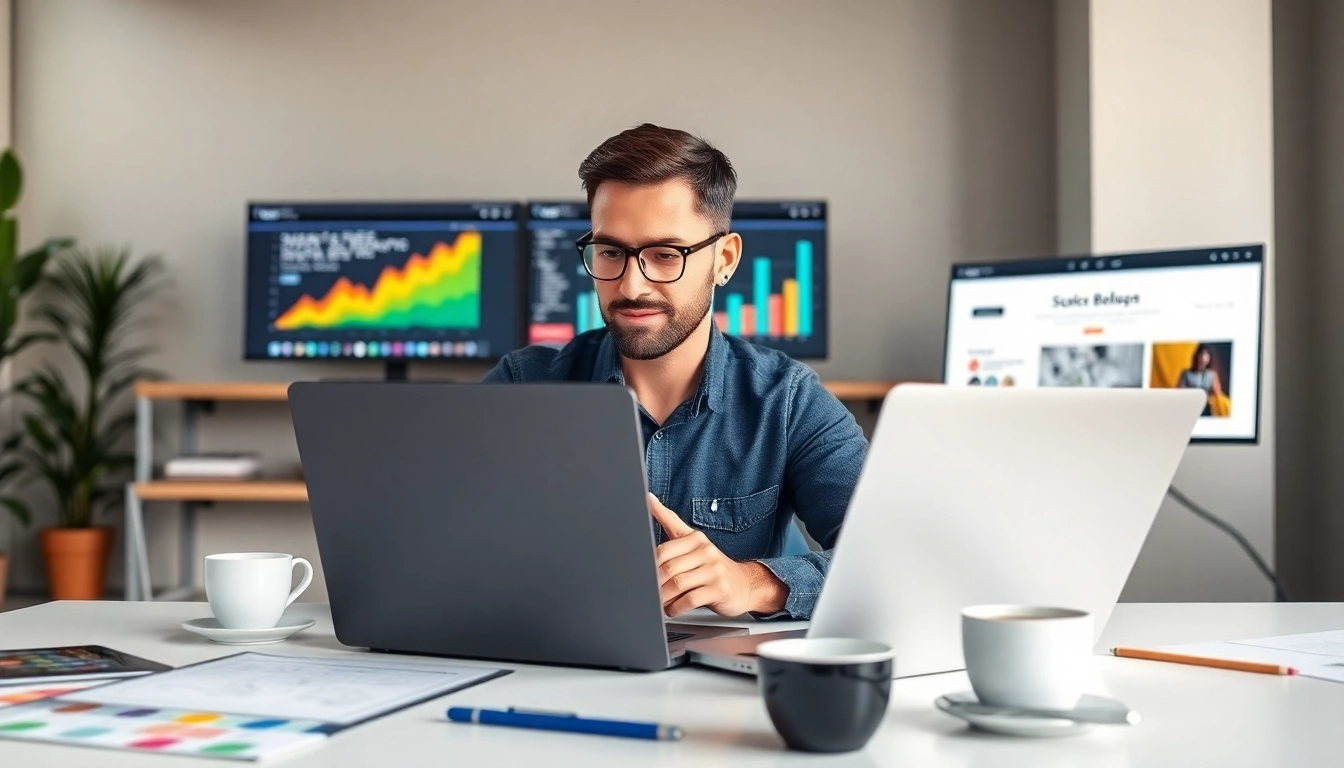 Showcasing Shopify theme customization through a digital marketing hero's design process.