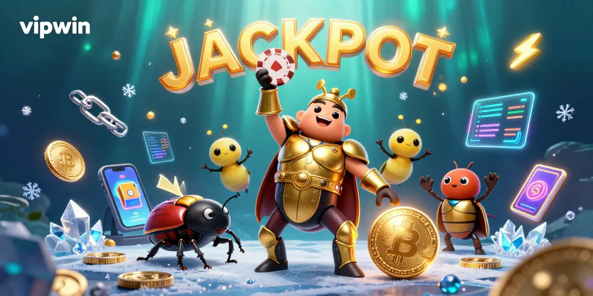 Experience the excitement of vipwin with thrilling casino elements and jackpot wins illustrated in a dynamic scene.