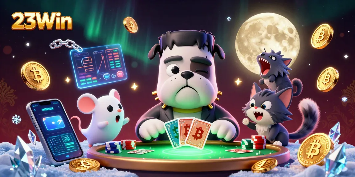 Play cards at 23Win with a unique 3D monster and crypto-themed casino scene, combining excitement and strategy.