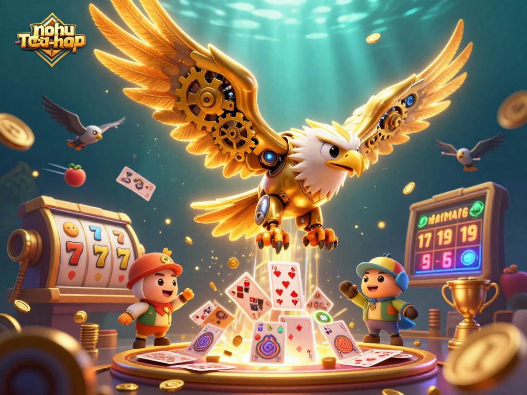 Engage in thrilling gameplay with nohu-toa-thap, experiencing jackpot excitement in a vibrant 3D casino.