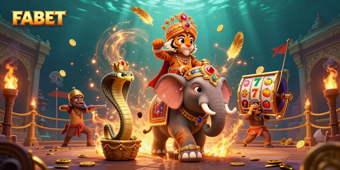 Experience thrilling gaming with FABET's luxurious 3D casino scene featuring a majestic maharaja and more.