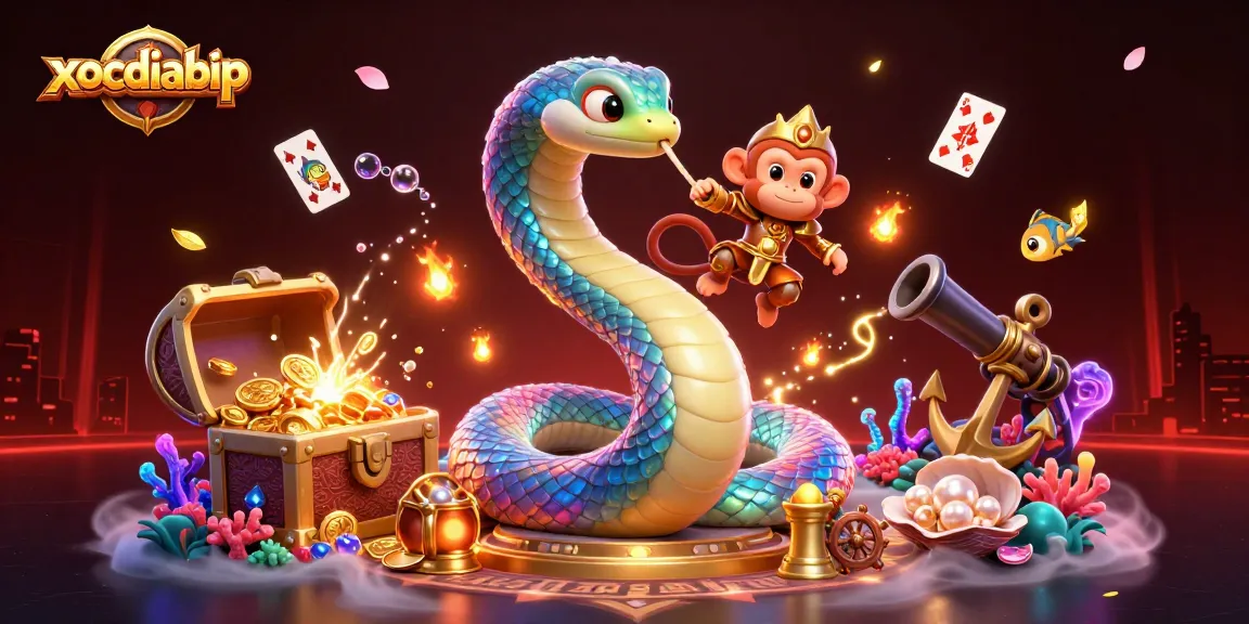 xocdiabip players winning with a vibrant 3D casino scene filled with gold coins and magical elements