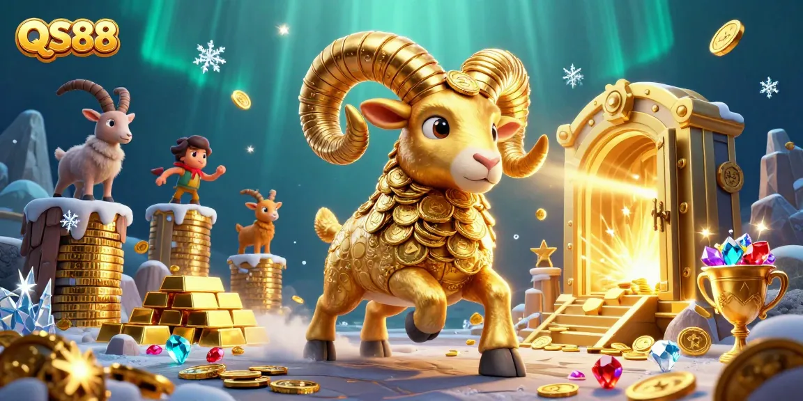 Experience the thrill of QS88 with golden treasures and dynamic characters in this vibrant casino illustration.
