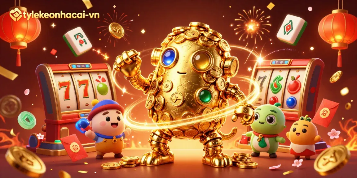 Engage with tylekeonhacai-vn's vibrant slots scene featuring gold coins and lucky symbols.