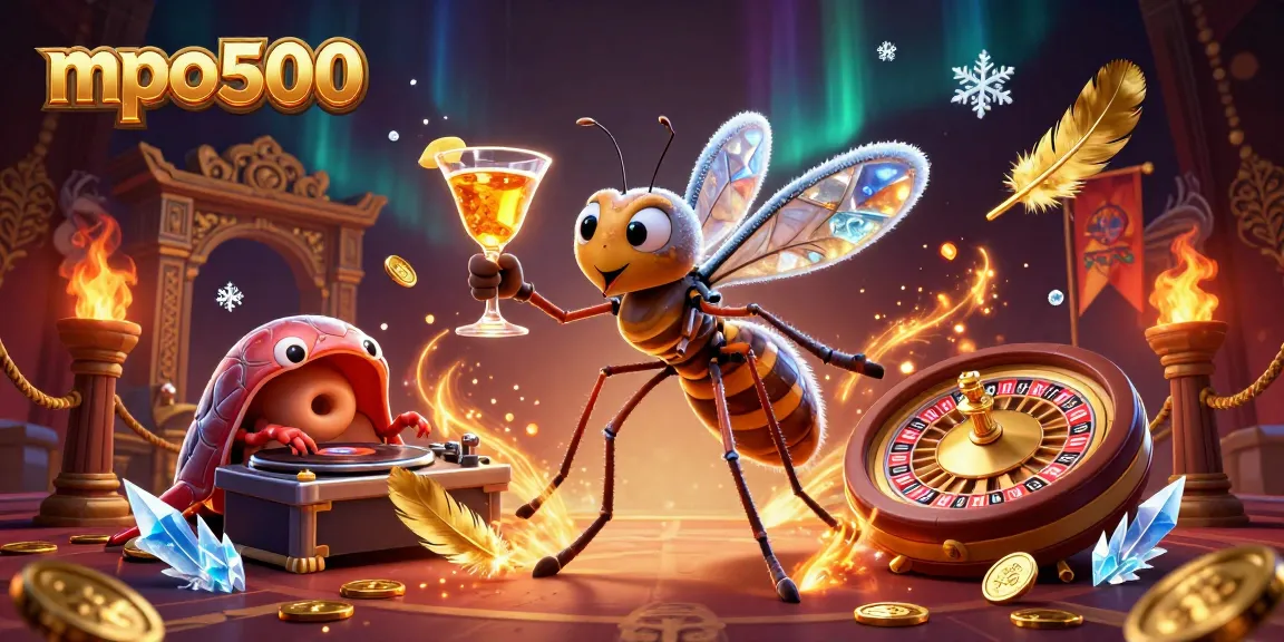 Experience thrilling gameplay at mpo500 with a fun illustration of casino-themed characters.