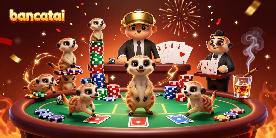 Experience the excitement with bancatai's meerkat casino, showcasing poker chips and dynamic action.