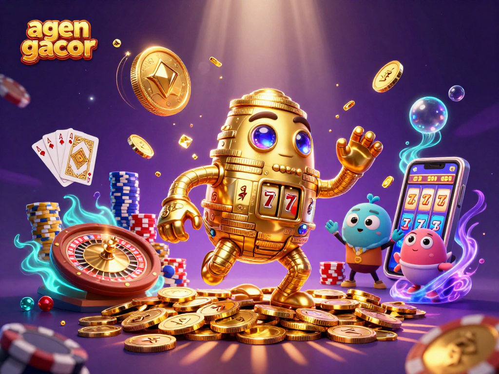 Spin and win with agen gacor's golden golem amidst dazzling casino riches.