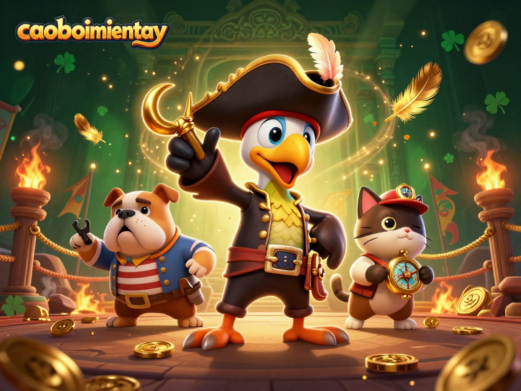 Engage with caoboimientay in a vibrant 3D pirate-themed illustration filled with action and excitement.
