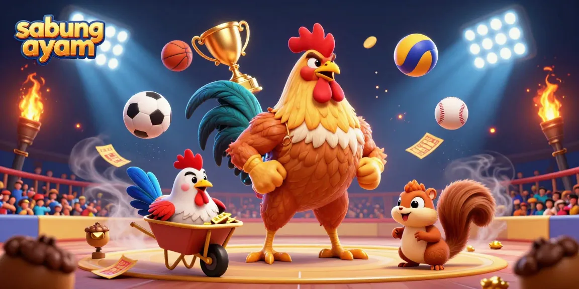 Experience thrilling sabung ayam action with a fierce rooster in a vibrant betting arena, showcasing dynamic gambling elements.
