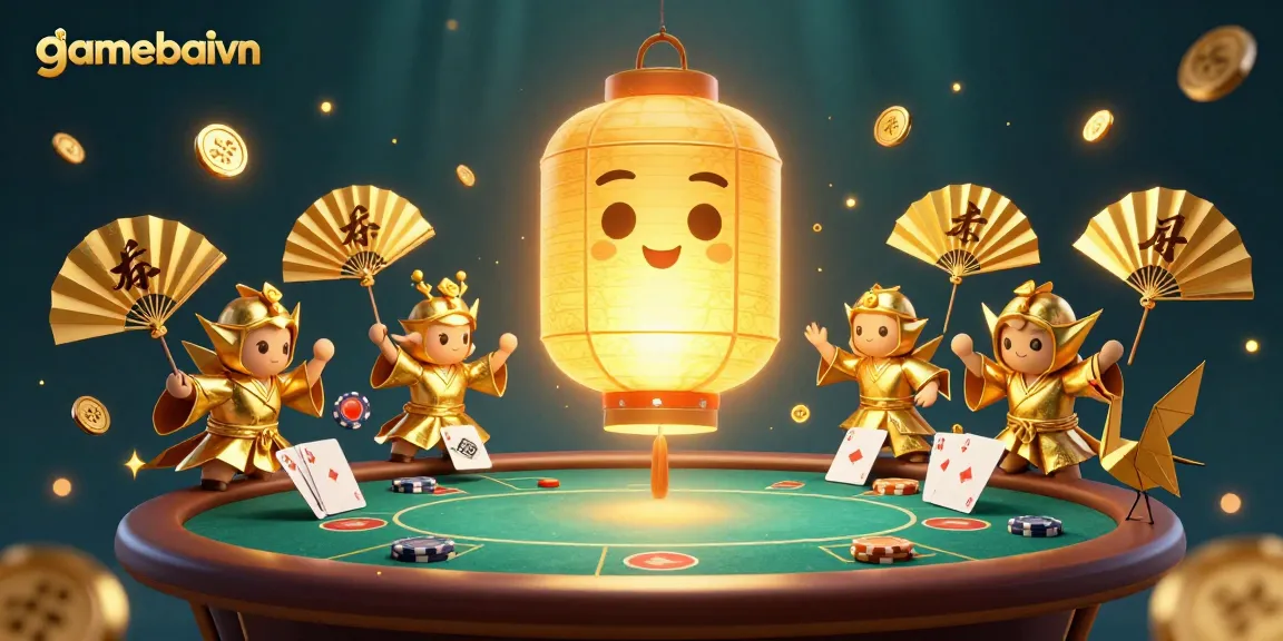 Join the exciting poker action at gamebaivn with our vibrant 3D illustration of a glowing lantern spirit!