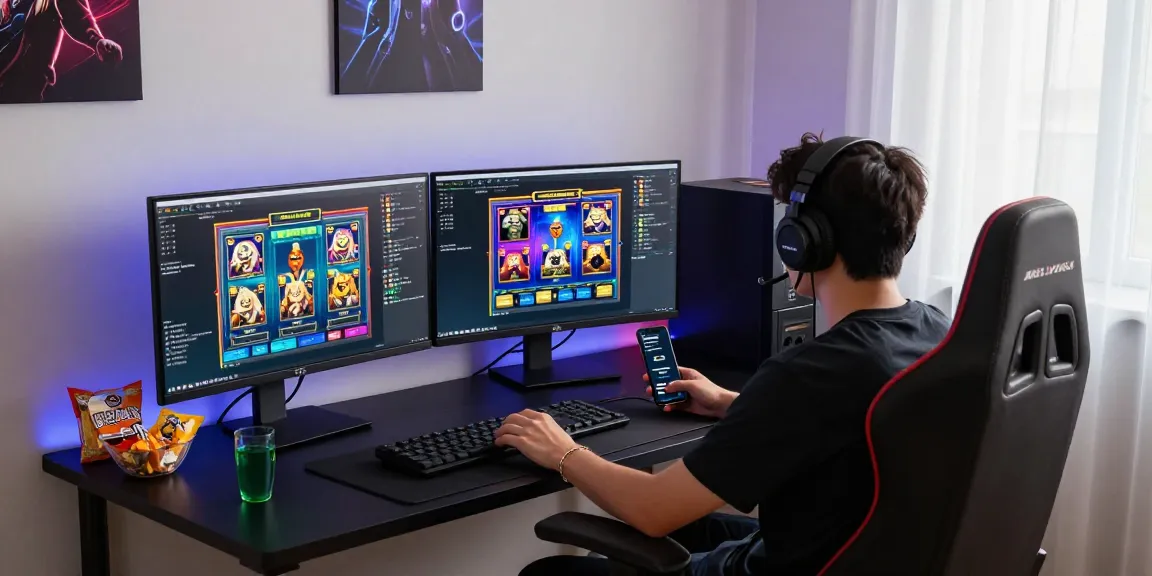 Exciting online gaming player engaged with situs 888 slot games and community interactions at home.