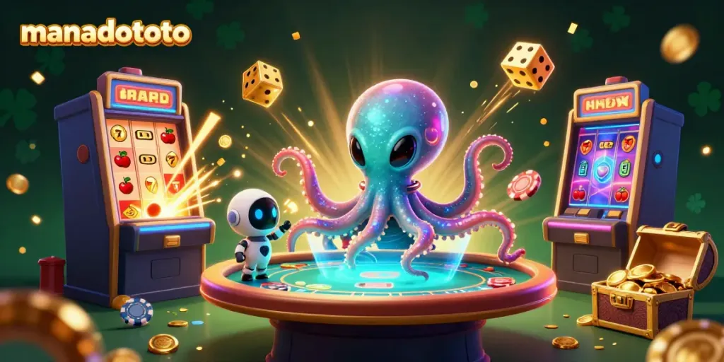Experience thrilling gameplay at manadototo with vibrant casino elements swirling around.
