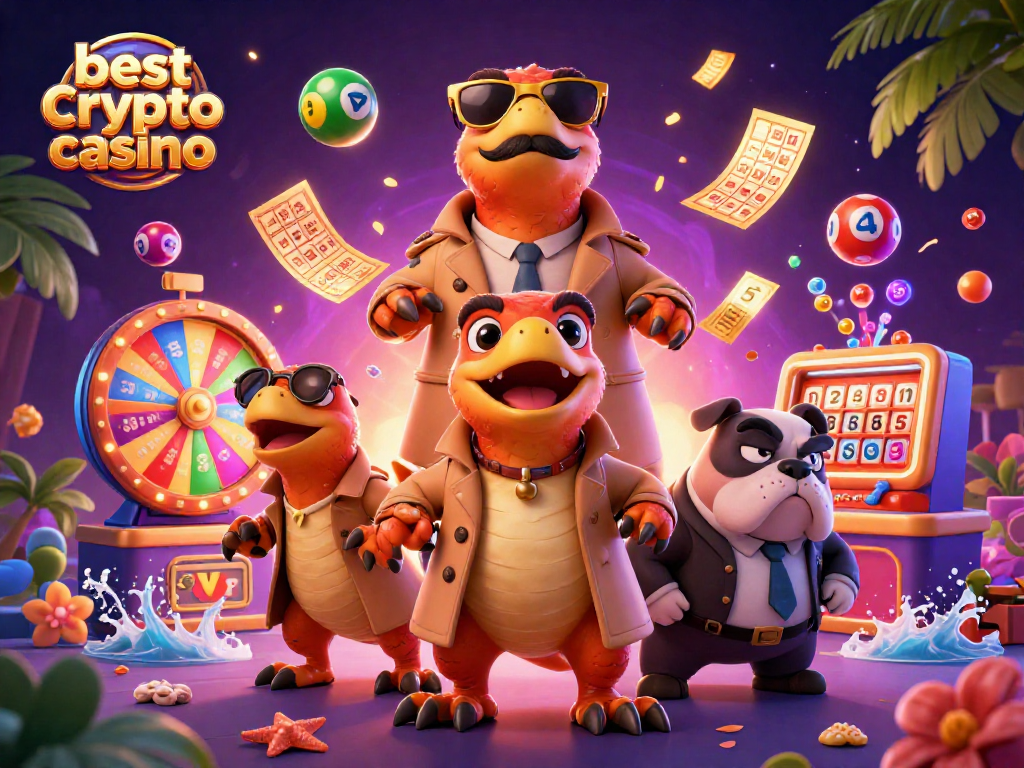 Jouez au meilleur crypto casino en découvrant des raptors en trench coat tentant d'entrer dans un salon VIP entourés de lots dynamiques.