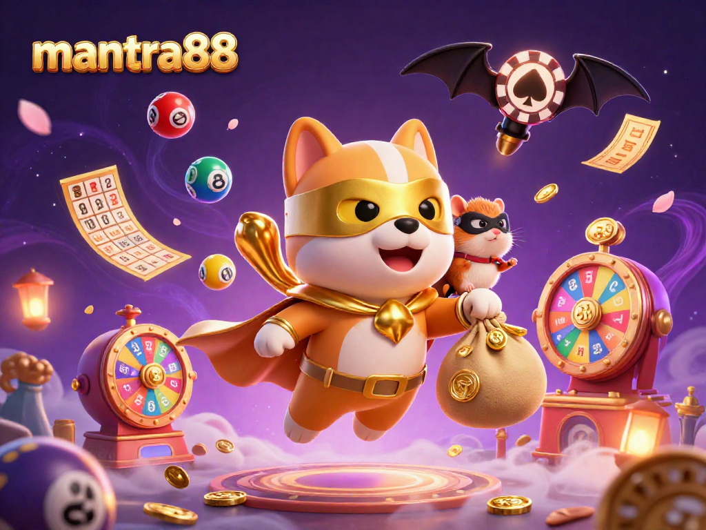 Experience the thrill of mantra88 with vibrant 3D characters and casino elements in dynamic action.