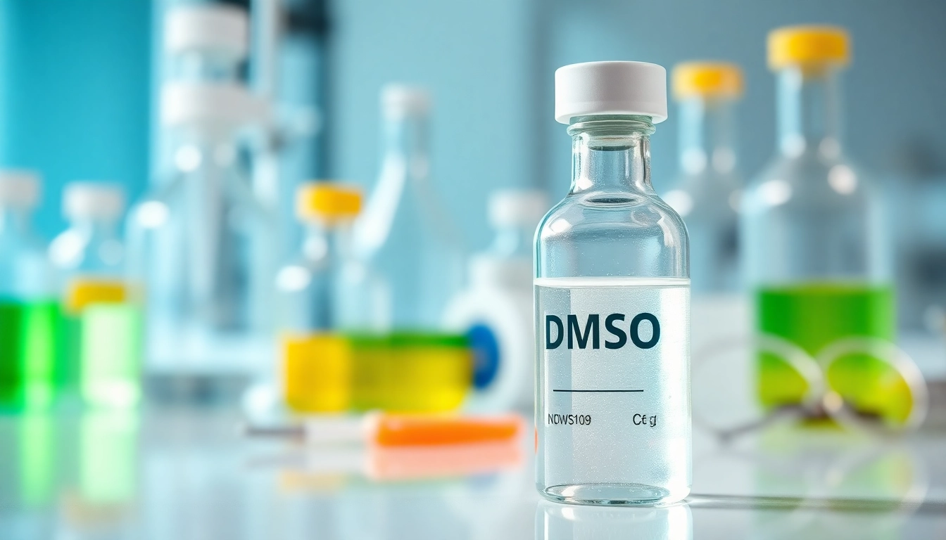 DMSO supplement showcased in a laboratory setting, emphasizing purity and scientific use.