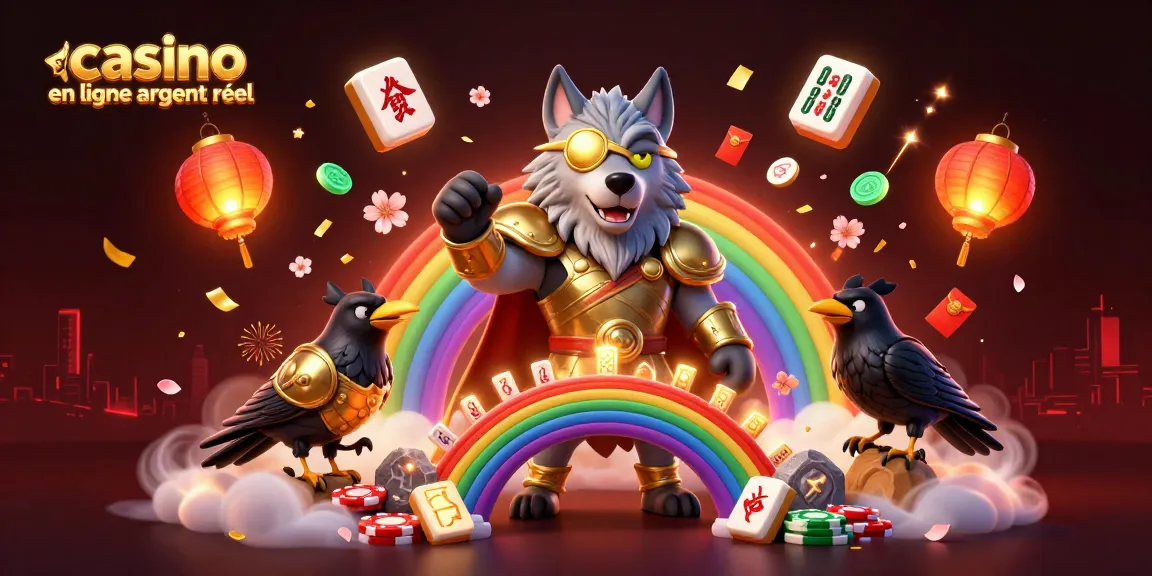 Jouez à casino en ligne argent réel avec cette illustration dynamique remplie d'éléments de jeu captivants.